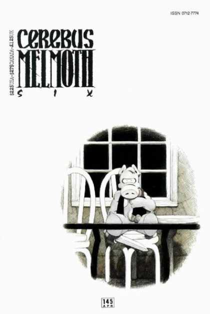 Cerebus 145 - Chairs - Small Table - Large Knife Blade - Window Pane - Animal Creature - Dave Sim