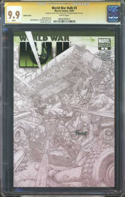 CGC Graded Comics - World War Hulk #3 (CGC) - Black And White - Marvel - Tank - Tire - Lift