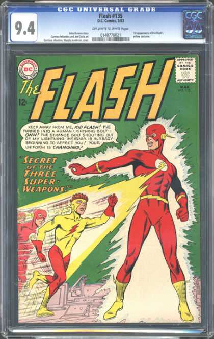 CGC Graded Comics - Flash #135 (CGC) - Secret Of The Three Superweapons - Yellow Boots - Red Costume - Comics Code - Lightning