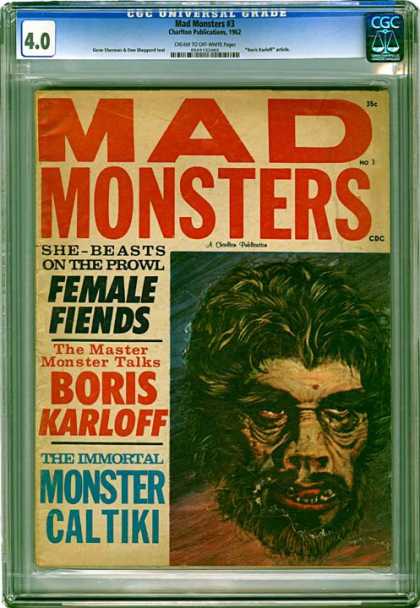 CGC Graded Comics - Mad Monsters #3 (CGC) - Mad Monsters - She-beasts On The Prowl - Female Fiends - The Master Monster Talks - Boris Karloff