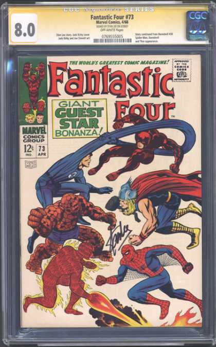 CGC Graded Comics - Fantastic Four #73 (CGC) - Spiderman - Fireman - Superwoman - Fighting - Long Hand