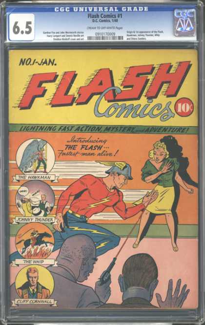 CGC Graded Comics - Flash Comics #1 (CGC) - The Hawkman - Johnny Thunder - The Whip - Cliff Cornwall - Lightning Fast Action
