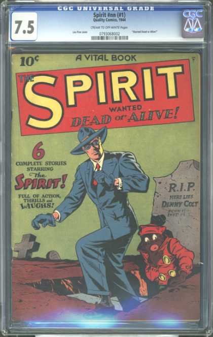 CGC Graded Comics - Spirit #nn (CGC) - Grave - Wanted Dead Or Alive - The Spirit - Rip Here Lies Dinny Colt - Tombstone