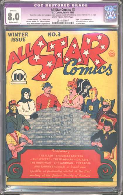 CGC Graded Comics - All Star Comics #3 (CGC) - Flash - Hawkman - Justice Society - Green Lantern - Dr Fate