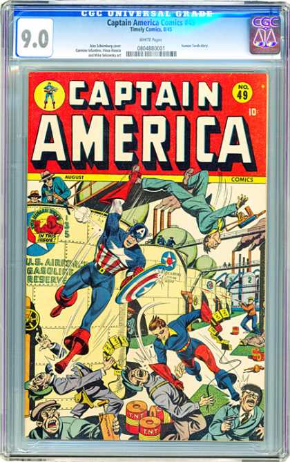 CGC Graded Comics - Captain America Comics #49 (CGC) - Mafia - Machine Guns - Shield - Fight - Chaos