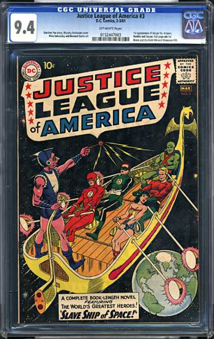 CGC Graded Comics - Justice League of America #3 (CGC) - Slave Ship Of Space - Wonder Woman - Aquaman - Flash - Green Lantern