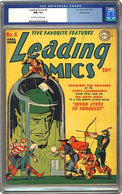 CGC Graded Comics - Leading Comics #4 (CGC) - Fire - People - Sword - Hammer - Stick