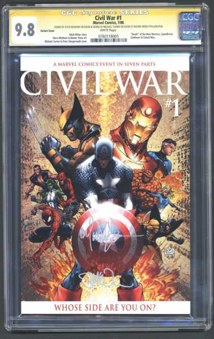 CGC Graded Comics - Civil War #1 (CGC) - Seven Parts - Wolverine - Iron Man - Spiderman - Captain America
