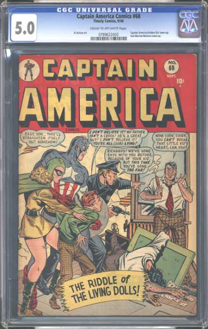 CGC Graded Comics - Captain America Comics #68 (CGC) - Office - Hero - Police - Trouble - Gun