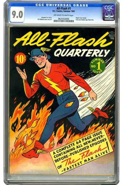 CGC Graded Comics - All-Flash #1 (CGC) - Fire - Flames - 10 Cents - All-flash Quarterly - The Flash