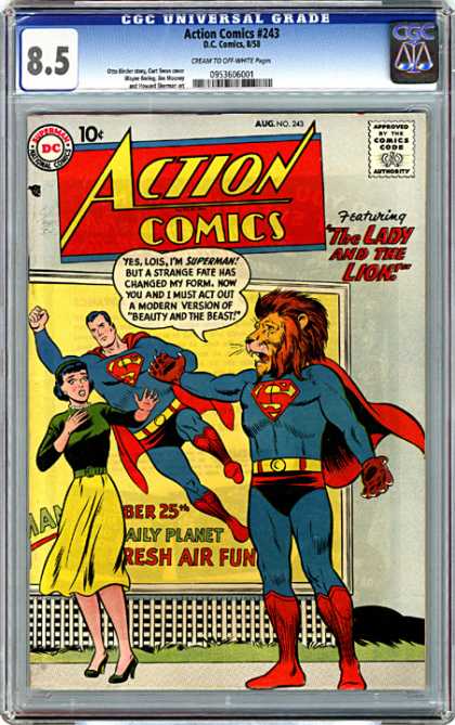 CGC Graded Comics - Action Comics #243 (CGC) - Lois - Superman - The Lady And The Lion - Beauty And The Beast - Grass