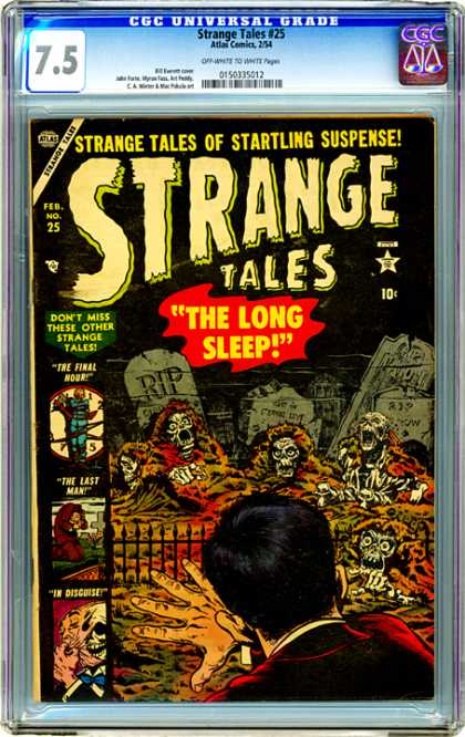 CGC Graded Comics - Strange Tales #25 (CGC) - Graveyard - Skeletons - Rip - Scary - The Long Sleep