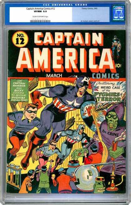 CGC Graded Comics - Captain America Comics #12 (CGC) - Captain America - Costumes - Superhero - Dr Crime - Pygmies Of Terror