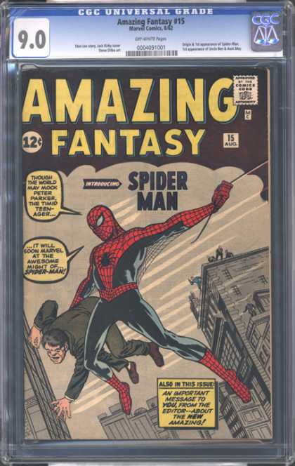 CGC Graded Comics - Amazing Fantasy #15 (CGC) - Amazing Fantasy - Spiderman - Peter Parker - Web-swinging - Apartment Building