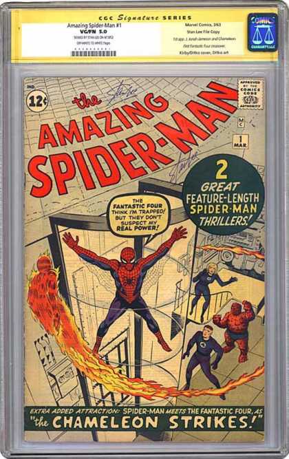 CGC Graded Comics - Amazing Spider-Man #1 (CGC) - Spider-man - Fantastic Four - The Thing - Chamelion - Human Torch