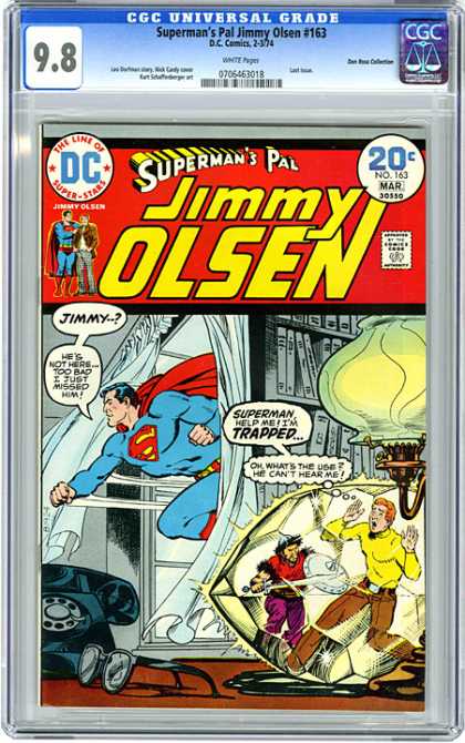 CGC Graded Comics - Superman's Pal Jimmy Olsen #163 (CGC) - Trapped - Lamp - Bookcase - Flying Through Window - Telephone