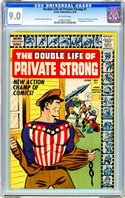 CGC Graded Comics - Double Life of Private Strong #1 (CGC) - June - Army Missile Center - Action - Champ - Comics