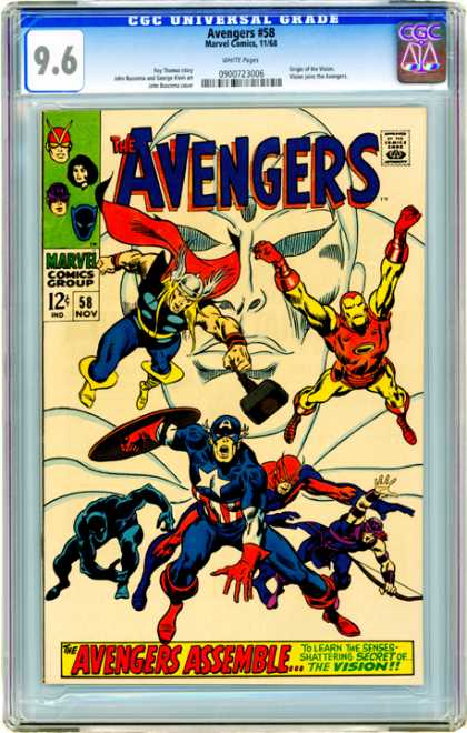 CGC Graded Comics - Avengers #58 (CGC) - Avengers - Marvel Comics Group - 58 Nov - Approved By The Comics Code Authority - The Vision