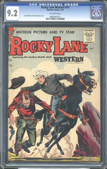 CGC Graded Comics - Rocky Lane Western #74 (CGC) - Featuring His Stallion Black Jack - Western - Cowboy - Revolver - Horse