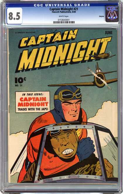 CGC Graded Comics - Captain Midnight #21 (CGC) - Captain Midnight - Fighter Planes - Clouds - Pilot - Japs