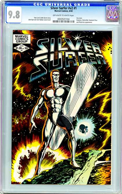 CGC Graded Comics - Silver Surfer #v2 #1 (CGC) - Marvel - Surfboard - Silver Surfer - Cliff - Outer Space
