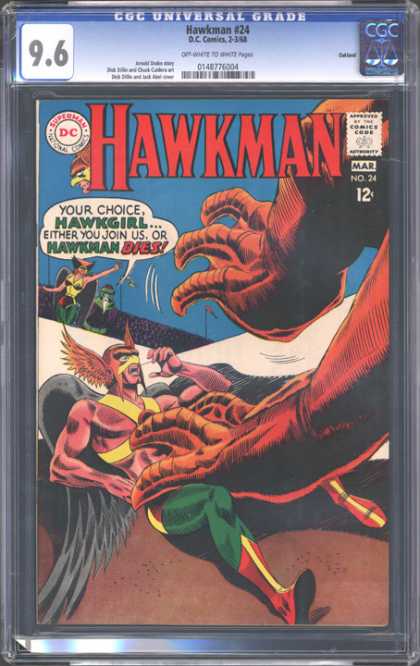 CGC Graded Comics - Hawkman #24 (CGC) - Hawkman - Get Your Dirty Hands Offa Me - Clawed - Join Or Die - Hawkman In The Claw Of The Devil