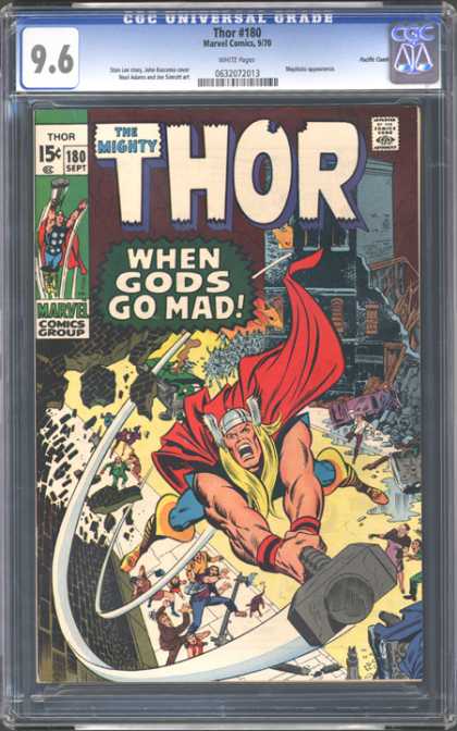 CGC Graded Comics - Thor #180 (CGC) - Mighty Thor - Hammer - When Gods Go Mad - Cape - Destroy