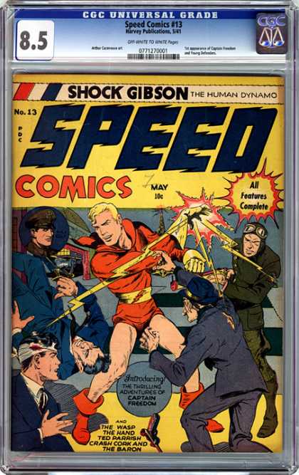 CGC Graded Comics - Speed Comics #13 (CGC) - Speed - Captain Freedom - Electrical Shocks - Gun - Enemies