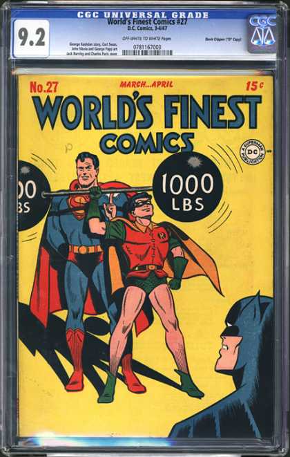 CGC Graded Comics - World's Finest Comics #27 (CGC) - Batman - World Finest Comics - Robin - Superman - 1000 Lbs Weights