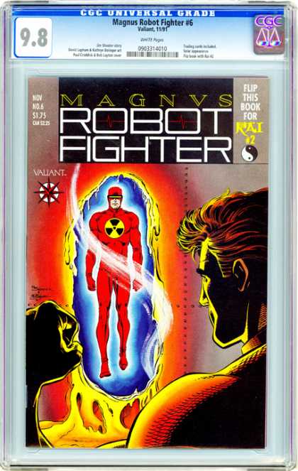 CGC Graded Comics - Magnus Robot Fighter #6 (CGC) - Red Suit - Radiation Symbol - Radioactive - Wall Melting - Fight