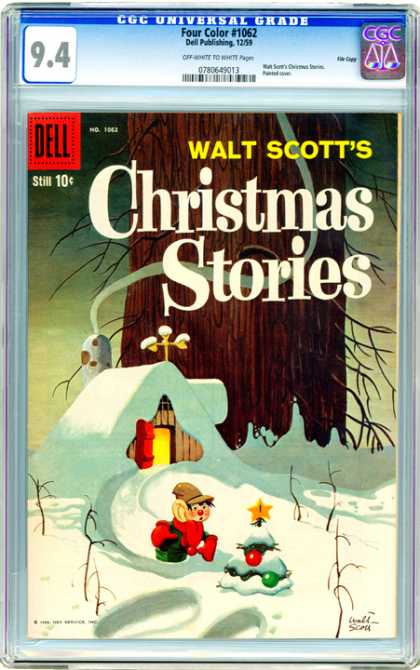 CGC Graded Comics - Four Color #1062 (CGC) - Christmas Tree - Christmas Stories - Snow - Cottage - Elf