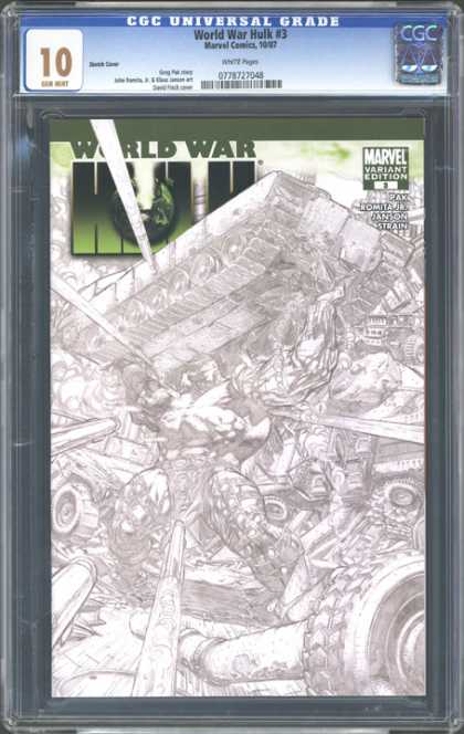 CGC Graded Comics - World War Hulk #3 (CGC) - Hand Drawn - Tank - Distruction - Green - War Zone