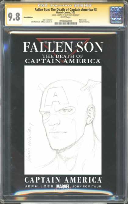 CGC Graded Comics - Fallen Son: The Death of Captain America #3 (CGC) - Drawing - The Death Of Captain America - A On Forehead - Stern Look - Jeph Loeb