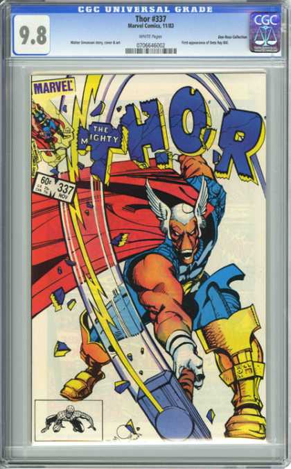 CGC Graded Comics - Thor #337 (CGC) - The Mighty Thor - Marvel Comics - Sledge Hammer - Shin Gaurd - Cape