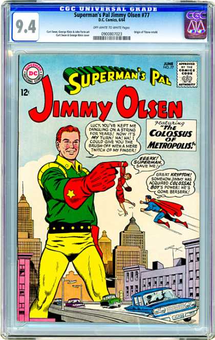 CGC Graded Comics - Superman's Pal Jimmy Olsen #77 (CGC) - Jimmy Olsen - Supermans Friend - The Colossus Of Metropolis - Colossal Boys Power - Superhero