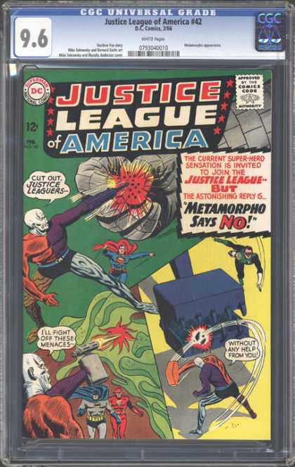 CGC Graded Comics - Justice League of America #42 (CGC) - Invitation - Superman - Green Lantern - Flash - Sensation