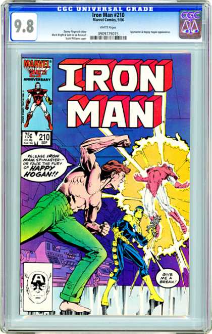 CGC Graded Comics - Iron Man #210 (CGC) - Fist - Green Pants - Muscles - Laser Gun - Blast