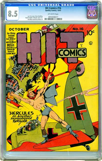 CGC Graded Comics - Hit Comics #16 (CGC) - Don Glory - Redbee - Betty Bates - Airplane - Hercules