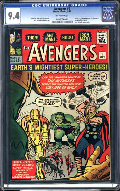 CGC Graded Comics - Avengers #1 (CGC) - Earths Mightiest Super-heros - Battle - Loki - God Of Evil - Hammer