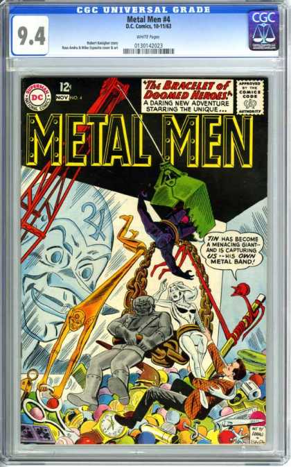 CGC Graded Comics - Metal Men #4 (CGC) - Dc Comics - Metal Men - The Bracelet Of Doomed Heros - Gold Chain - Scissors