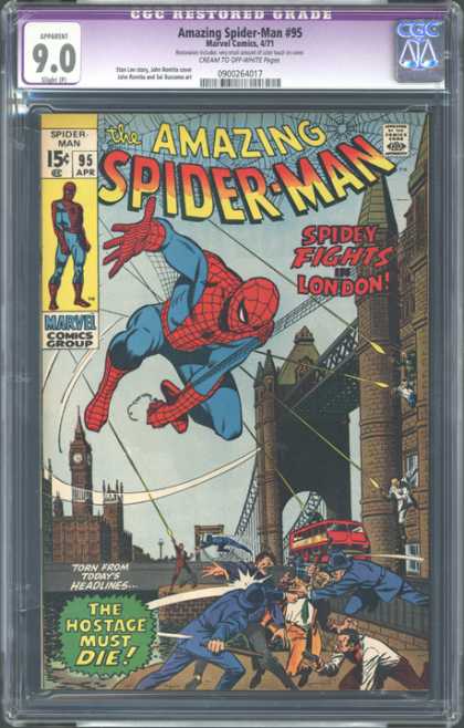 CGC Graded Comics - Amazing Spider-Man #95 (CGC) - Spider-man - Marvel Comics - Spiderweb - Buildings - London