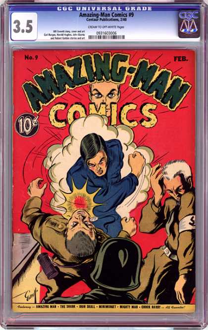 CGC Graded Comics - Amazing-Man Comics #9 (CGC) - Nazis - Amazing-man - Fight - War - Punch