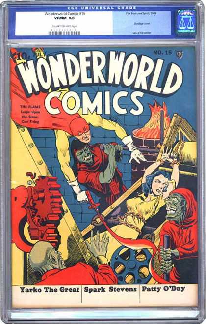 CGC Graded Comics - Wonderworld Comics #15 (CGC) - The Flame - No 15 - Yarko The Great - Spark Stevens - Pattry Oday