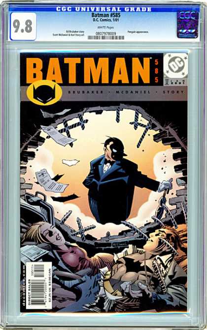CGC Graded Comics - Batman #585 (CGC) - Gothem Penguin Blastout - Rebar Killer - The Penguin Steps Out - Black Mask - Flying Papers