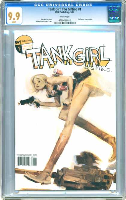 CGC Graded Comics - Tank Girl: The Gifting #1 (CGC) - The Girfting - Legs - Holding Gun - Bending Over - Blonde