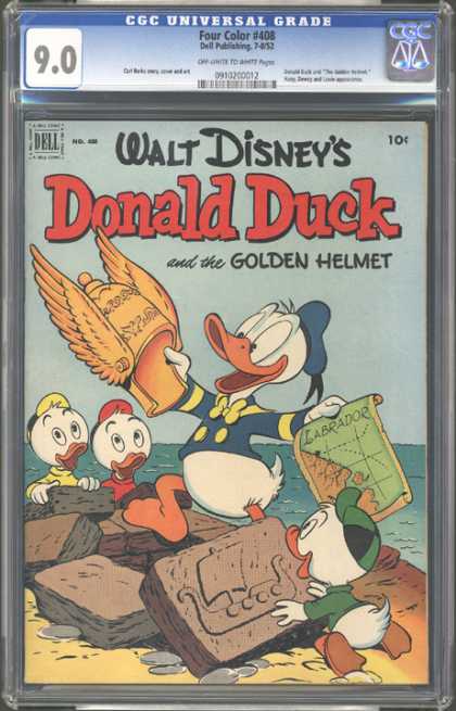 CGC Graded Comics - Four Color #408 (CGC) - Donald Duck - Golden Helmet - Map Of Labrador - Huey Duey And Luey - Stone Tablet With Ship