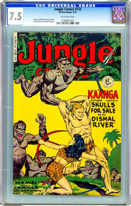 CGC Graded Comics - Jungle Comics #125 (CGC) - Jungle - Kaanga - Jungle Lord - Skulls For Sale On Dismal River - Ape
