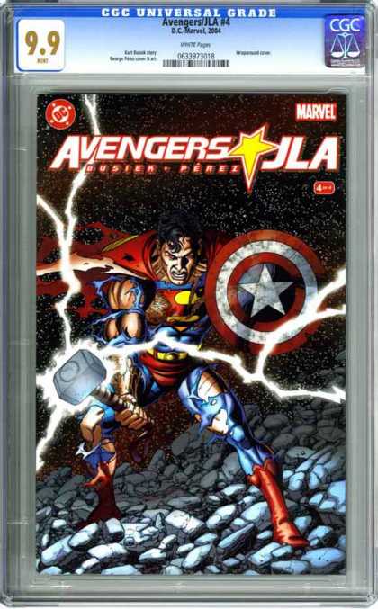 CGC Graded Comics - Avengers/JLA #4 (CGC) - Superma - Shield - Mallot - Lighting - Wounds