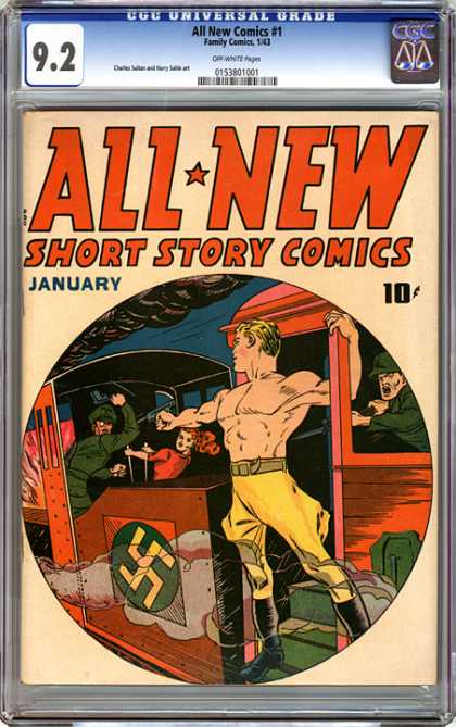 CGC Graded Comics - All New Comics #1 (CGC) - All New Short Story Comics - Train - Nazis - Hero - Fire