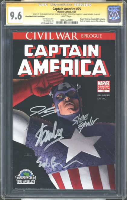 CGC Graded Comics - Captain America #25 (CGC) - Civil War Epilogue - Captain America - Salute - Wizard World Los Angeles - Marvel Variant Edition